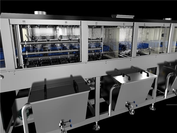購物筐清洗機，連續式食品箱清洗機_