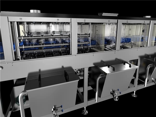 購物筐清洗機，連續式食品箱清洗機_