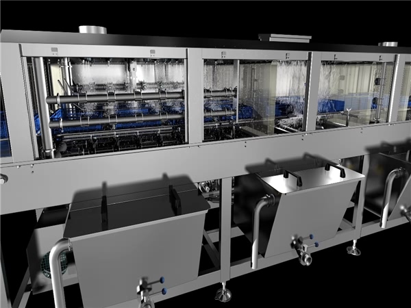 購物筐清洗機，連續式食品箱清洗機_