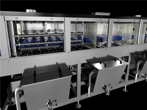 食品筐清洗機，高壓水流清洗，消毒清洗一次完成