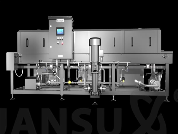 供應(yīng)洗箱機，周轉(zhuǎn)箱清洗機，飯盒洗筐機，塑料盒清洗風(fēng)干流水線